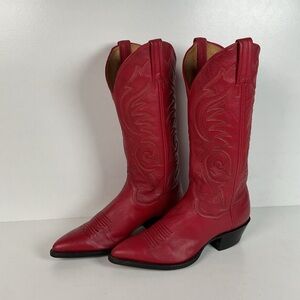 Vintage Sanders Cowgirl Boots | Ruby Red | Women’s 6.5 B